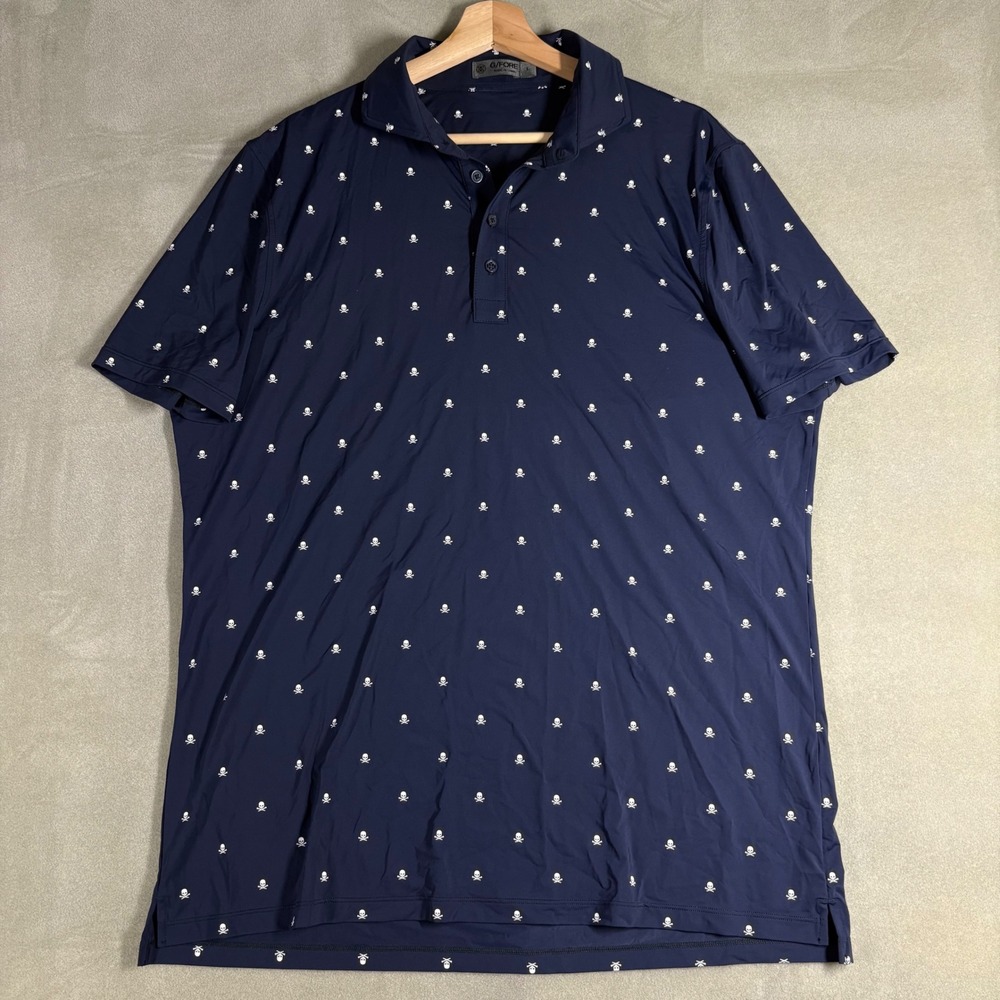 G/FORE Mens Skull & T's‎ Polo Shirt Navy Blue Golf Performance Large L